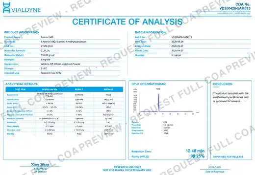 Vialdyne 5-Amino-1MQ batch VD260428-5AM015 Certificate of Analysis preview