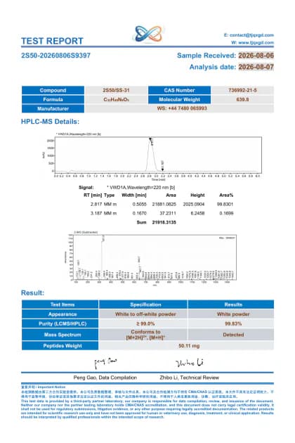 SS-31 analytical report SS50-20260806S9397 first-page preview